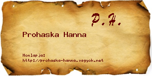 Prohaska Hanna névjegykártya